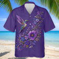 Purple Hummingbird Cancer Awareness Polo Shirt, Golf Shirts For Men, Mens Golf Apparel