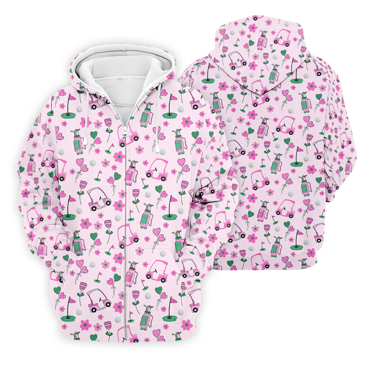 Seamless Pink Green Funny Womens Golf Polo Shirt, Ladies Golf Shirt, Womens Sleeveless Golf Shirts