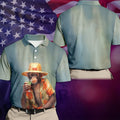 Tropical Monkey Mist Blue Hawaiian Golf Shirt, Men's Golf Shirt, Polo Shirts For Men