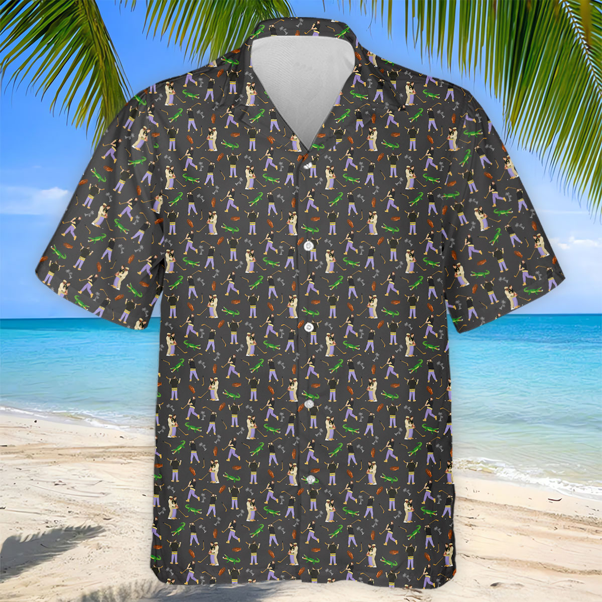 Funny Golf Lesson Alligator Pattern Polo Shirt, Golf Shirts For Men, Mens Golf Apparel
