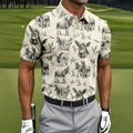 Vintage Donkey Sketch Pattern Hawaiian Golf Polo Shirt, Hawaiian Golf Shirt, Golf Shirts For Men
