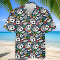 Poker Blackjack Hawaiian Golf Shirt, Playing Card Pattern Men's Golf Shirt, Polo Shirts For Men