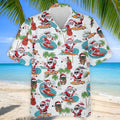 Surfing Santa Tropical Christmas Golf Shirt, Christmas Golf Shirt, Golf Apparel For Men