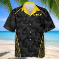Abstract Triangle Black Yellow Golf Tops For Men, Father's Day Golf Gift, Polo Shirts For Men