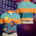 Monkey Gentleman Sunset Coast Hawaiian Golf Shirt, Men's Golf Shirt, Polo Shirts For Men