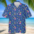 Surfing Alien Space Galaxy Hawaiian Golf Shirt, Hawaiian Golf Shirt, Golf Shirts For Men