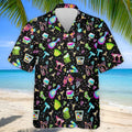 Neon Cocktail Party Pattern Design Hawaiian Golf Shirt, Golf Shirts For Men, Polo Shirts For Men