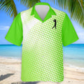 Green White Gradient Polka Dot Golf Shirt, Polo Shirts For Men, Golf Shirts For Men