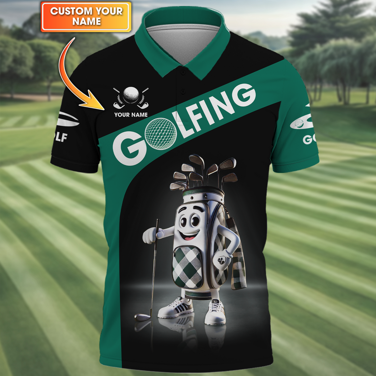 Golfing Custom Funny Men's Golf Polo Shirt, Golfing Apparel, Mens Golf Gift