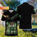Golf King Green Fire, Custom Name Men's Golf Polo Shirt, Funny Golf Polo Shirt, Gift For Golfers