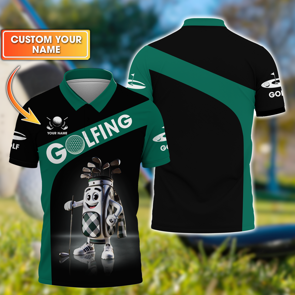 Golfing Custom Funny Men's Golf Polo Shirt, Golfing Apparel, Mens Golf Gift