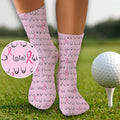 Funny Pink Golf Socks With Breast Cancer Pink Ribbon, Christmas Golf Gift, Golfing Apparel