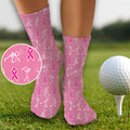 Breast Cancer Stick Figure Pink Golf Socks, Christmas Golf Gift, Golfing Apparel