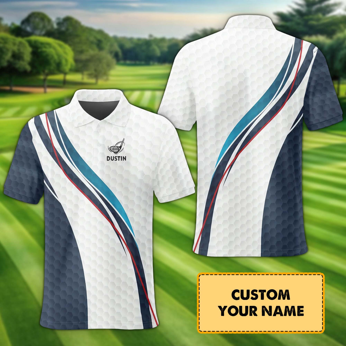 Geometric Pattern Personalized Golf Polo Shirt, Golf Shirt, Gift For Golfers