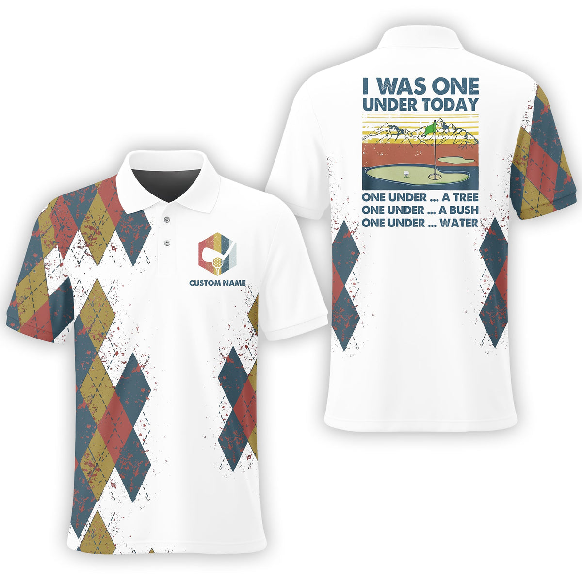 I Was One Under Today , Custom Polo Golf Shirt, Present For Golfer