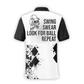 Swing Swear Repeat Skull Golf Shirt, Custom Name Polo Shirt, Present For Golfer