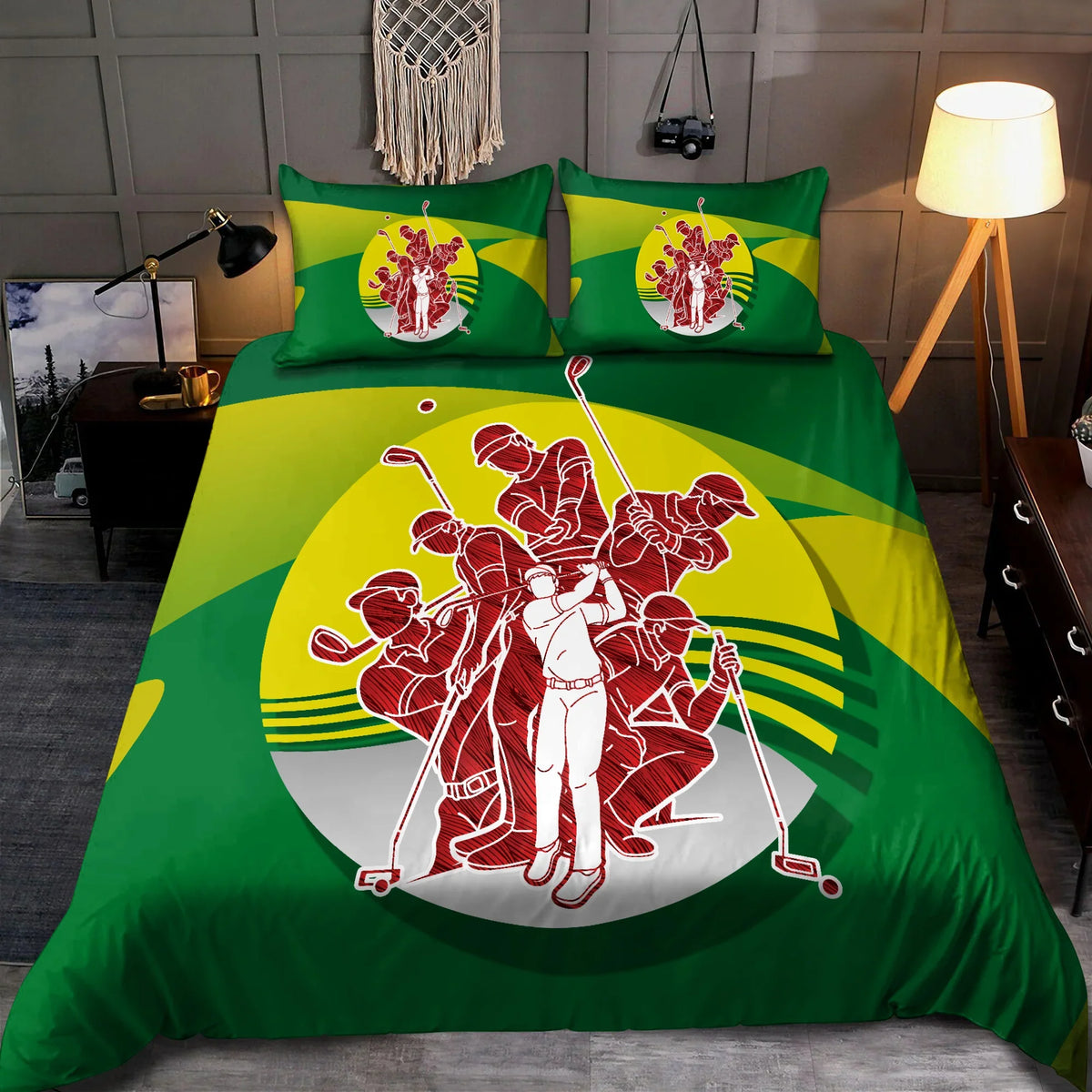 Golf Team Bedding Set, Sports Themed Bedroom Decor, Bedroom Decor
