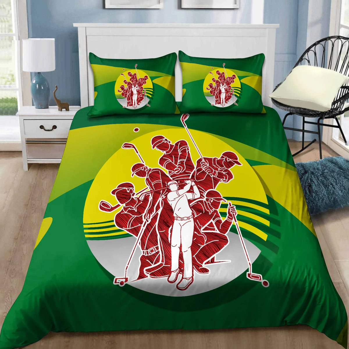 Golf Team Bedding Set, Sports Themed Bedroom Decor, Bedroom Decor