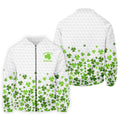 Shenanigans Coordinator Golf Ball Pattern St Patrick Day White Golf Shirt, Golf Tops For Men, Golf Shirts For Men