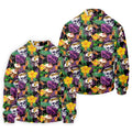 Tropical Sugar Skull Floral Golf Polo Shirt, Golf Shirts For Men, Printed Golf Shirts