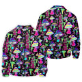 Black Neon Mushroom Pattern Golf Shirt, Mens Golf Polo, Golf Apparel For Men, Printed Golf Shirts