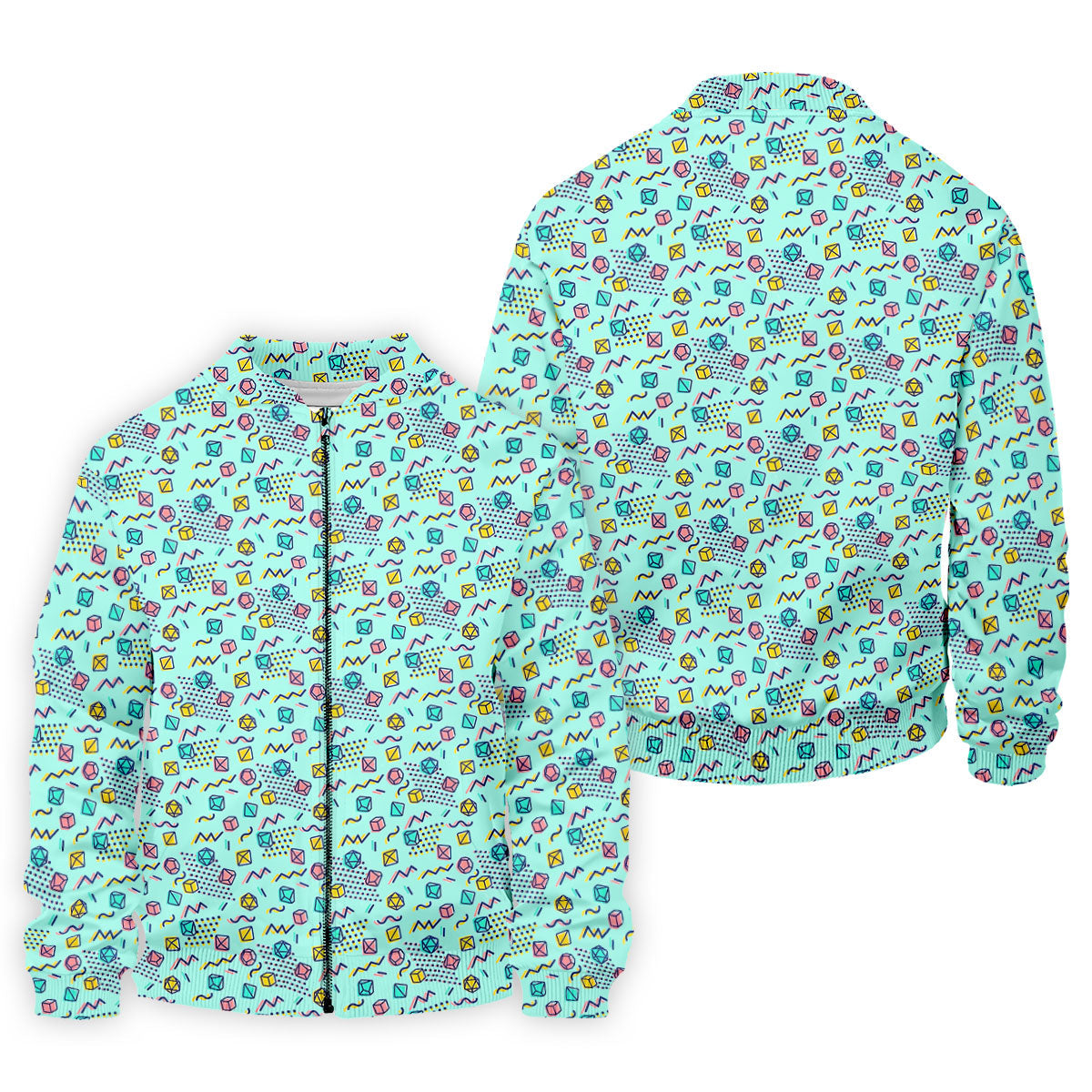 90s Dice Memphis Style Light Mint Green Cute Golf Shirt, Polo Shirts For Men, Golf Shirts For Men