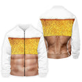 Bubbly Beer Foam Faux Abs Sleeveless Crop Golf Shirt, Printed Golf Shirts, Mens Golf Apparel
