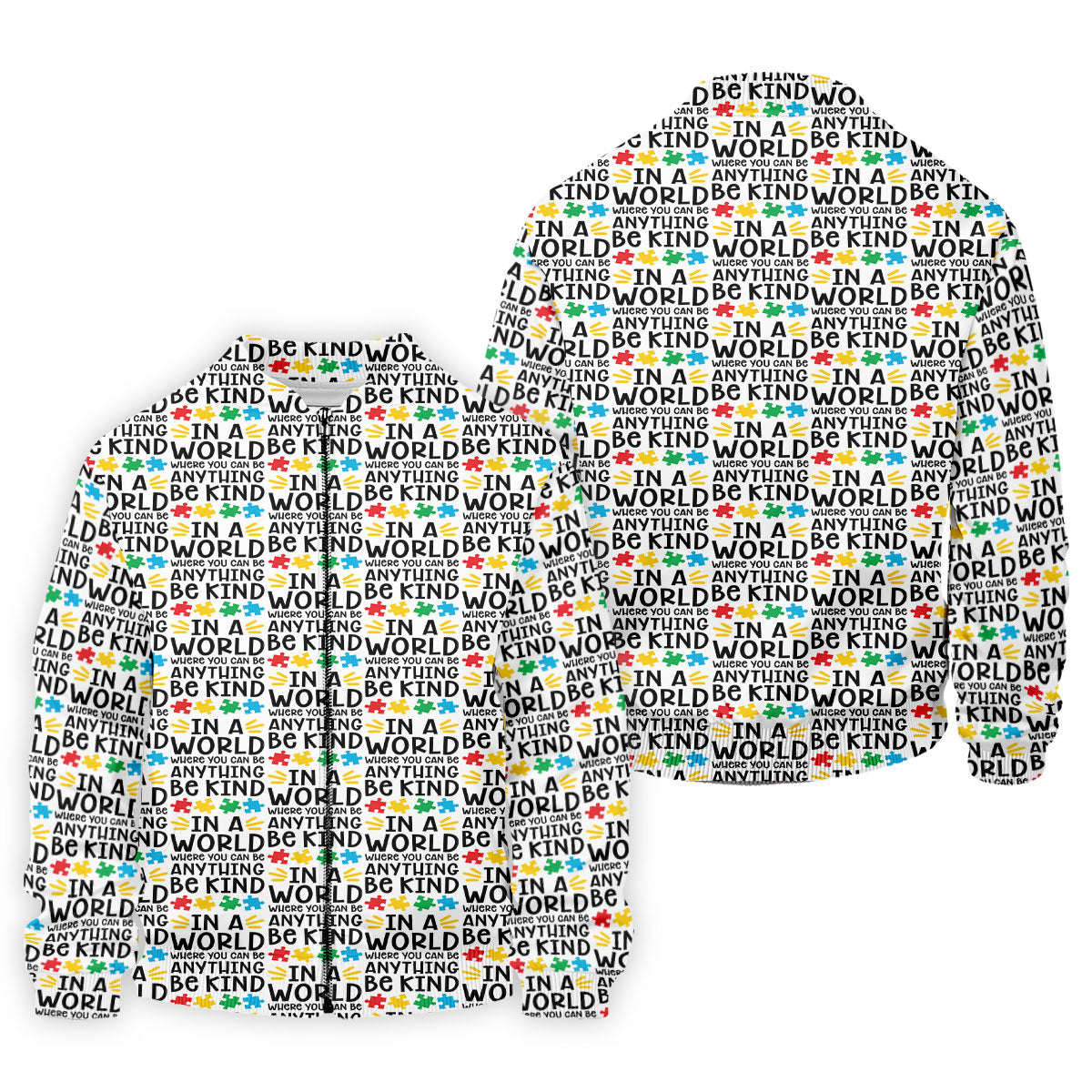 In A World Where You Can Be Anything Be Kind Autism Awareness Puzzle Pattern White Golf Shirt, Polo Shirts For Men