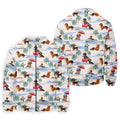 Tropical Dachshund Beach Pattern Hawaiian Golf Polo, Golf Tops For Men, Golfing Apparel