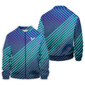 Teal And Purple Striped Pattern Golf Tops For Men, Performance Golf Shirt, Polo Shirts For Men