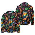 Jet Black Neon Duck Tropical Pattern Hawaiian Golf Shirt, Golf Shirts For Men, Polo Shirts For Men