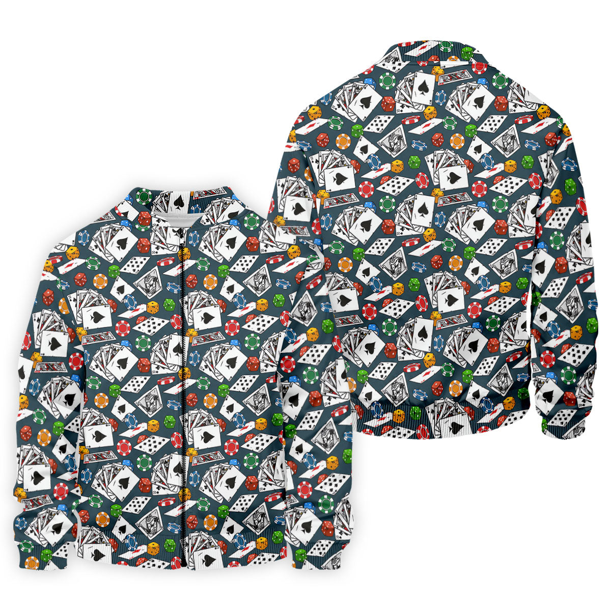 Poker Blackjack Hawaiian Golf Shirt, Playing Card Pattern Men's Golf Shirt, Polo Shirts For Men