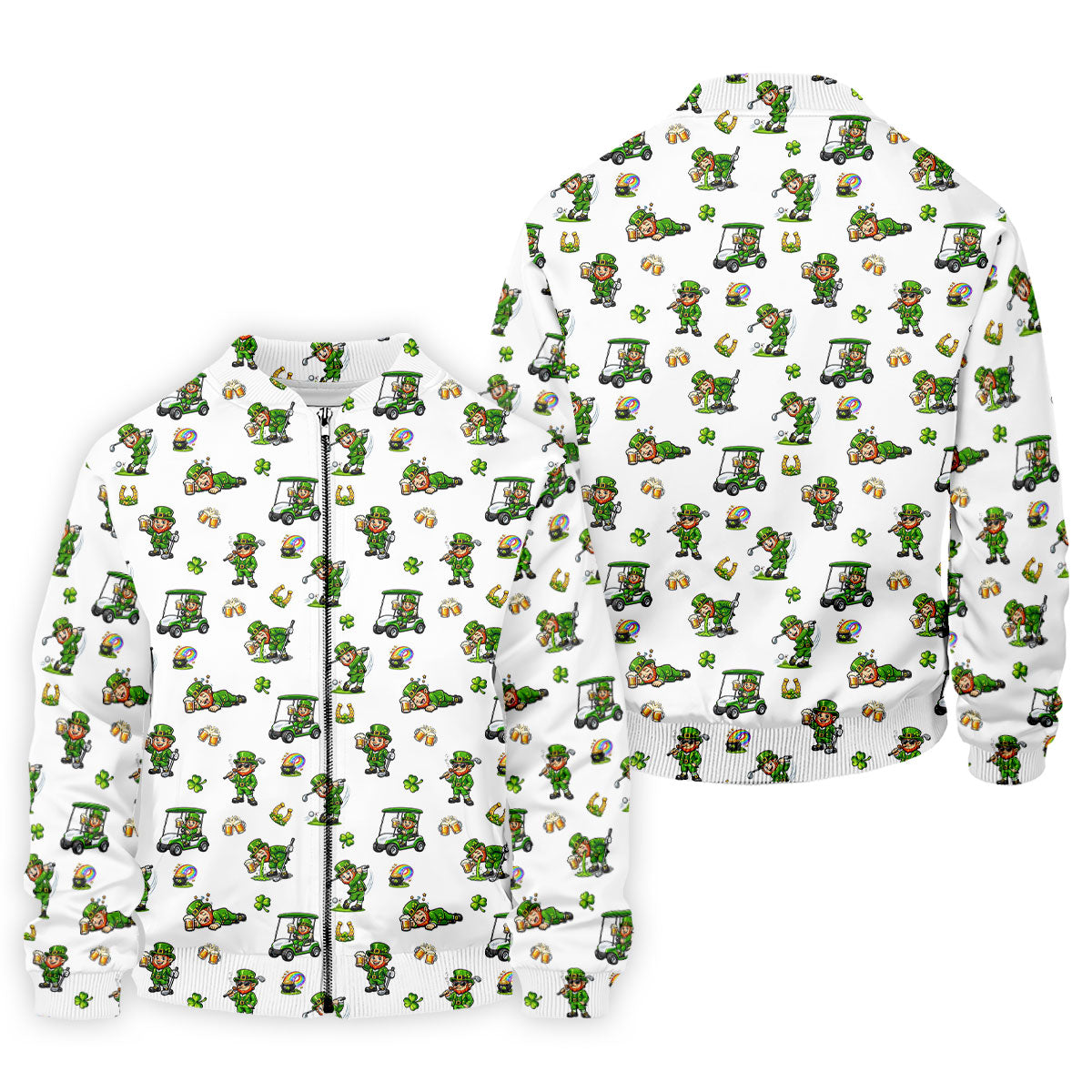 St Patrick's Day Leprechaun Golf And Beer Golf Pose Shamrock Golf Shirt, Golf Shirts For Men