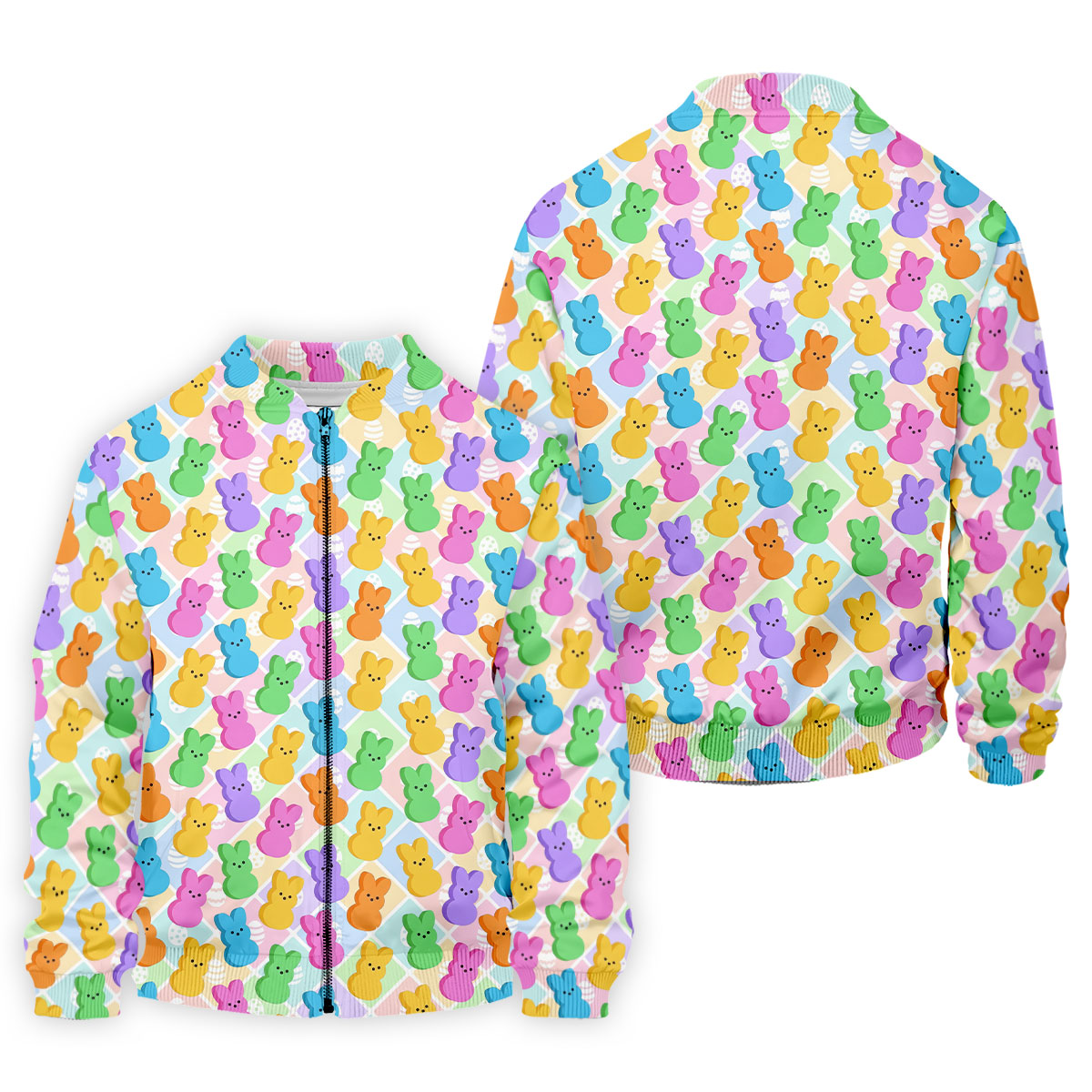 Pastel Easter Peeps Colorful Checkered Golf Shirts For Men, Cute Golf Outfit, Polo Shirts For Men