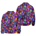 Psychedelic Cat Golf Shirt, Colorful Neon Cat Pattern, Polo Shirts For Men
