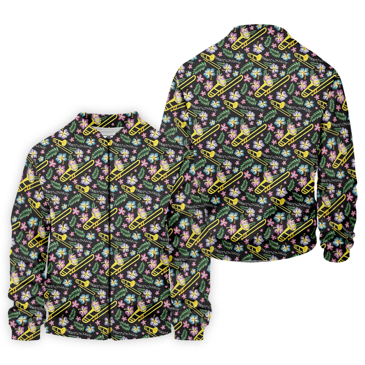 Trombones Floral Tropical Vibe Golf Tops For Men, Polo Shirts For Men, Golf Shirts For Men