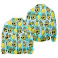 Tropical Pineapple Skull Pattern Golf Shirt, Mens Golf Shirts, Hawaiian Golf Shirt, Golf Apparel For Men