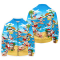 Santa Claus Surfing Summer Beach Party Golf Shirt, Xmas In July Mens Golf Polo, Christmas Golf Shirts