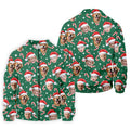 Custom Face Candy Cane Pattern Green Golf Shirt, Christmas Golf Shirt, Polo Shirts For Men, Golf Gift For Men