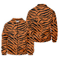 Bold Orange Black Tiger Stripe Animal Print Golf Shirt, Mens Golf Shirts, Golf Apparel For Men