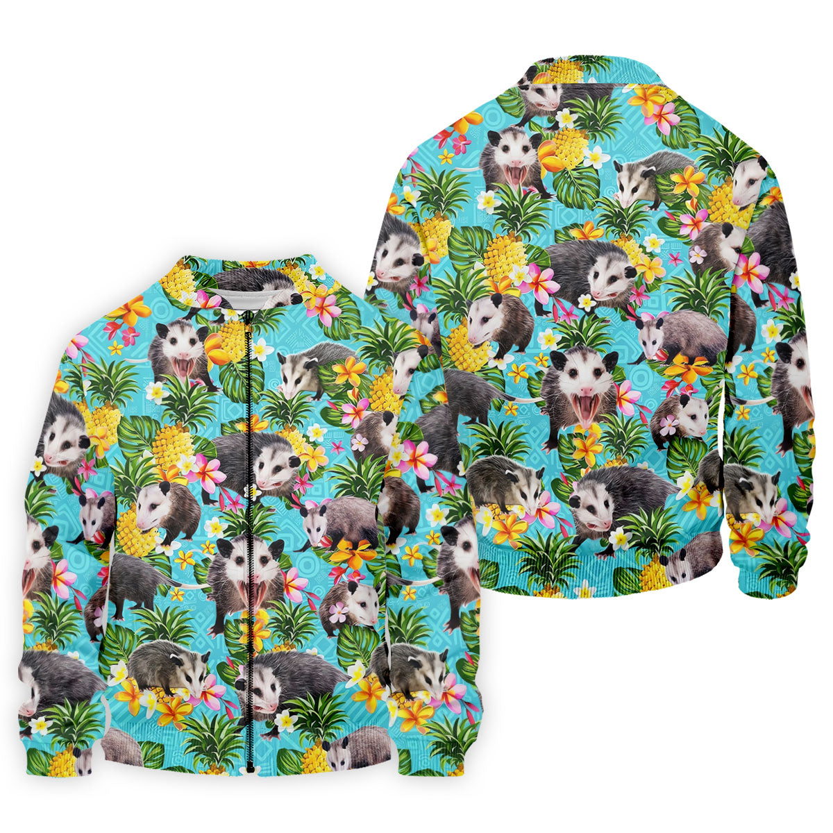 Funny Opossums Among Pineapples Hawaiian Golf Polo, Golf Tops For Men, Golfing Apparel