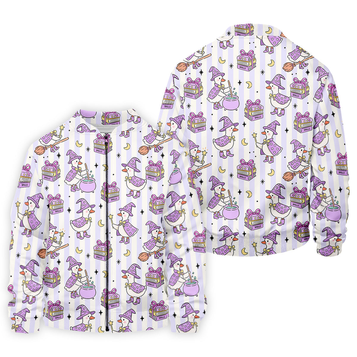 Halloween Witch Goose Purple Pastel Fun Golf Shirts For Men, Polo Shirts For Men, Golfing Apparel