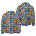 Blue Tropical Skeleton Surfer Pattern Golf Polo Shirt, Men's Golf Shirt, Golf Polo Shirts For Men