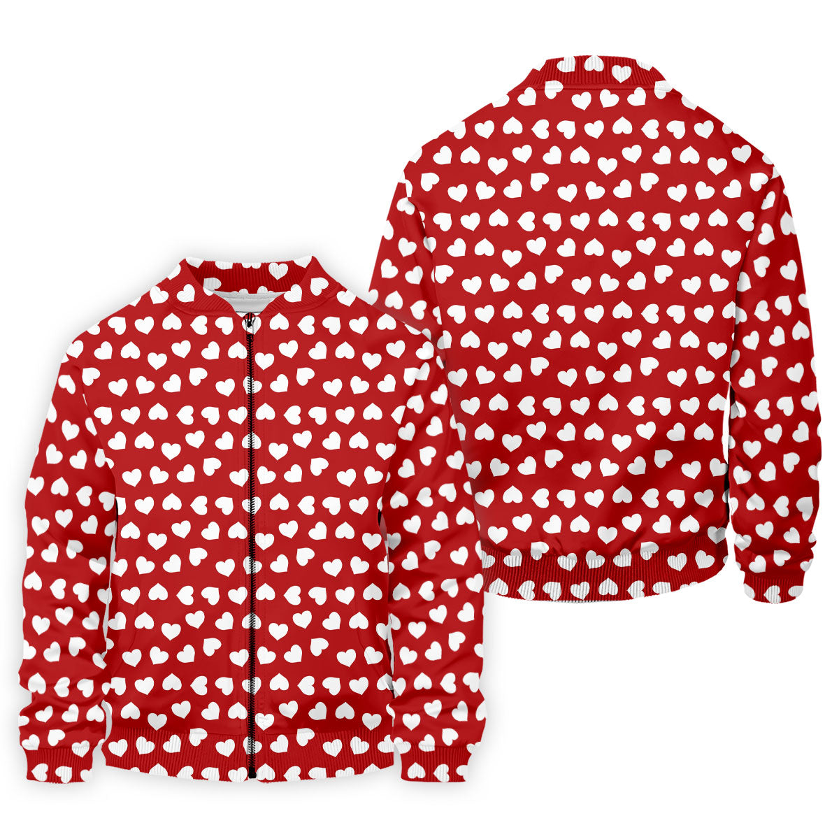 White And Red Heart Pattern Golf Tops For Men, Valentine Golf Gift, Polo Shirts For Men, Golf Gift For Men