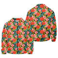 Red Hibicus Gold Palm Leaf Hawaiian Golf Shirt, Summer Theme Golf Shirts For Men