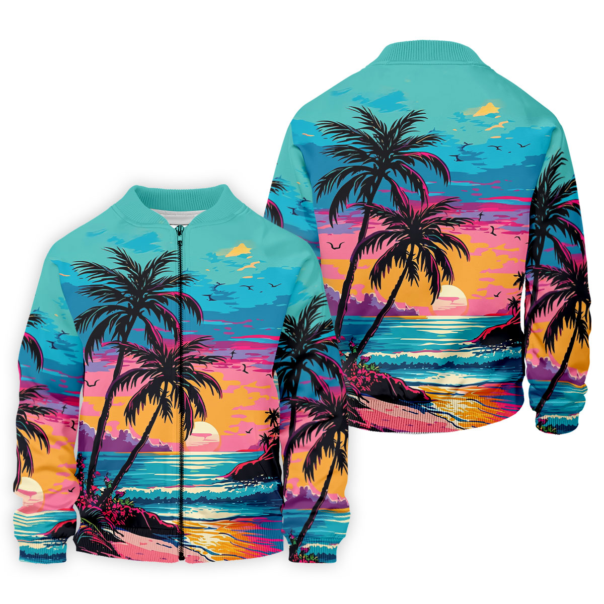 Tropical Sunset Palm Tree Hawaiian Golf Shirt, Men’s Golf Shirt, Golf Shirts For Men