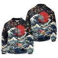 Japanese Dragon Koi Wave Hawaiian Golf Shirt, Mens Golf Apparel, Golf Polo Shirts For Men