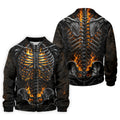Burning Skeleton Rib Cage Halloween Polo Shirt, Mens Polo Shirts, Golf Apparel For Men