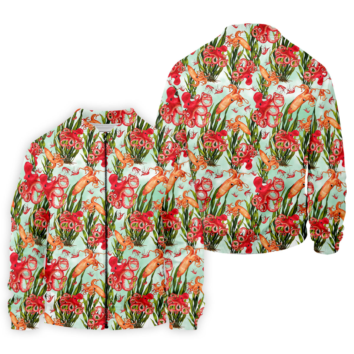 Tropical Cephalopods Among Seaweed  Hawaiian Golf Polo, Golf Tops For Men, Golfing Apparel