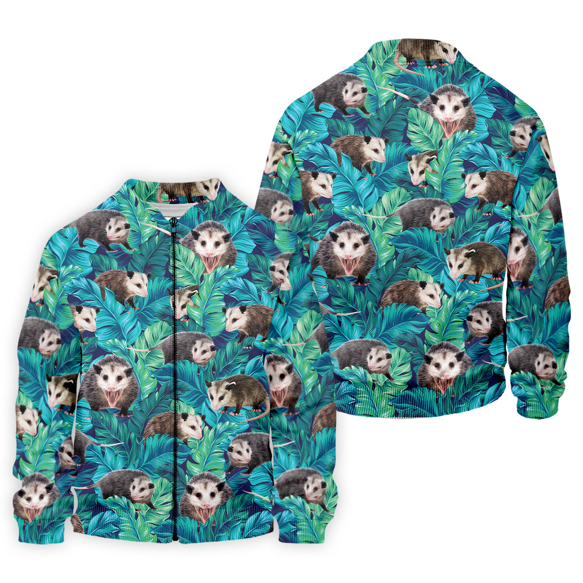 Playful Opossums Among Tropical Leaves Hawaiian Golf Polo, Golf Tops For Men, Golfing Apparel